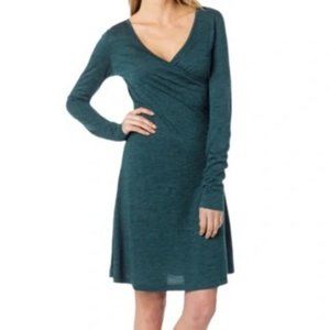 PRANA Nadia Teal Green Wrap Long Sleeves Wool Blend Bodycon Dress Large